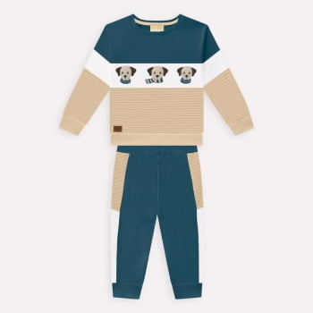 CONJUNTO INFANTIL MILON CASACO COM BORDADO E CALÇA EM MOLETOM - 2000815