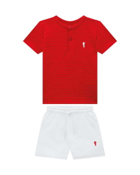 CONJUNTO INFANTIL ONDA MARINHA BATA EM MEIA MALHA TRABALHADA E BERMUDA EM SARJA - 1254027 CONJUNTO INFANTIL ONDA MARINHA BATA EM MEIA MALHA TRABALHADA E BERMUDA EM SARJA - 1254027