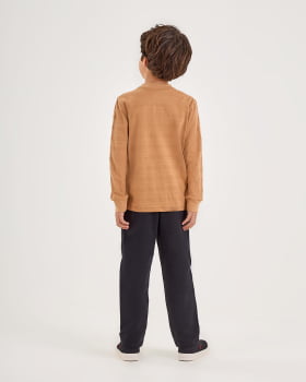 CONJUNTO INFANTIL ONDA MARINHA BATA EM MEIA MALHA TRABALHADA E CALÇA EM MOLETOM - 1231055