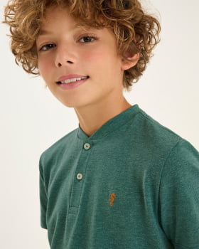 CONJUNTO INFANTIL ONDA MARINHA BATA EM PIQUET CONFORT E BERMUDA EM LINHO - 1254113