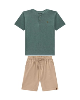 CONJUNTO INFANTIL ONDA MARINHA BATA EM PIQUET CONFORT E BERMUDA EM LINHO - 1254113