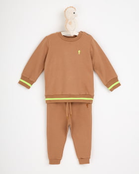 CONJUNTO INFANTIL ONDA MARINHA BLUSÃO E CALÇA EM MOLETOM FELPADO - 1251028