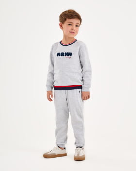 CONJUNTO INFANTIL ONDA MARINHA BLUSÃO E CALÇA EM MOLETOM FELPADO - 1251061