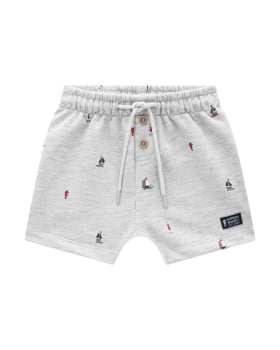 CONJUNTO INFANTIL ONDA MARINHA BODY POLO EM SUEDINE  BERMUDA EM MOLETINHO ESTAMPADO - 1254013
