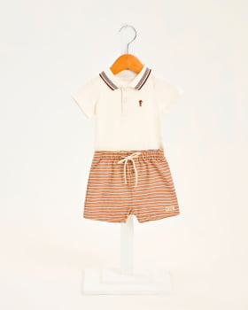 CONJUNTO INFANTIL ONDA MARINHA BODY POLO EM SUEDINE LEVE E BERMUDA EM SARJA ECO LINHO - 1254012 CONJUNTO INFANTIL ONDA MARINHA BODY POLO EM SUEDINE LEVE E BERMUDA EM SARJA ECO LINHO - 1254012