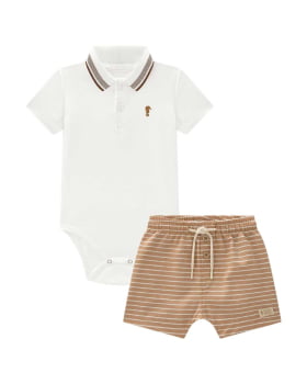 CONJUNTO INFANTIL ONDA MARINHA BODY POLO EM SUEDINE LEVE E BERMUDA EM SARJA ECO LINHO - 1254012 CONJUNTO INFANTIL ONDA MARINHA BODY POLO EM SUEDINE LEVE E BERMUDA EM SARJA ECO LINHO - 1254012