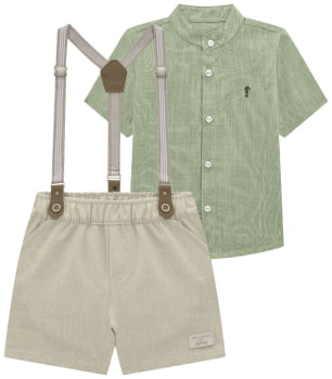 CONJUNTO INFANTIL ONDA MARINHA CAMISA EM LINHO E BERMUDA EM LINHO - 1244036