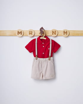 CONJUNTO INFANTIL ONDA MARINHA CAMISA EM LINHO E BERMUDA EM LINHO - 1244036