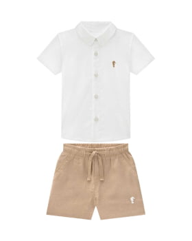 CONJUNTO INFANTIL ONDA MARINHA CAMISA EM LINHO LEVE E BERMUDA EM LINHO COM ELASTANO - 1254035