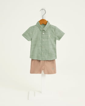 CONJUNTO INFANTIL ONDA MARINHA CAMISA EM LINHO LEVE E BERMUDA EM LINHO COM ELASTANO - 1254035