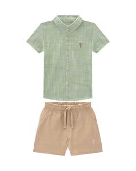 CONJUNTO INFANTIL ONDA MARINHA CAMISA EM LINHO LEVE E BERMUDA EM LINHO COM ELASTANO - 1254035