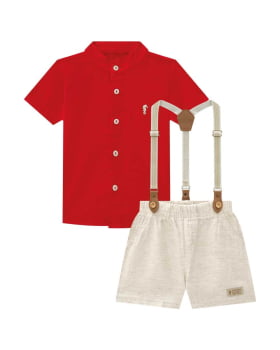 CONJUNTO INFANTIL ONDA MARINHA CAMISA EM LINHO LEVE E BERMUDA EM VISCOLINHO - 1254006