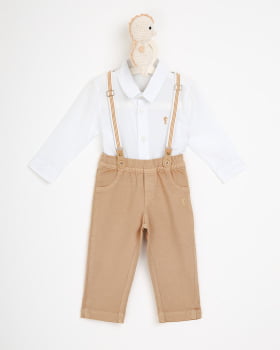 CONJUNTO INFANTIL ONDA MARINHA CAMISA EM TRICOLINE E CALÇA EM SARJA MOLETOM - 1251027