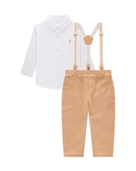 CONJUNTO INFANTIL ONDA MARINHA CAMISA EM TRICOLINE E CALÇA EM SARJA MOLETOM - 1251027