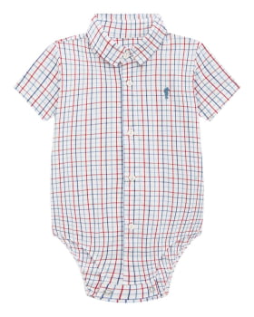 CONJUNTO INFANTIL ONDA MARINHA CAMISA EM TRICOLINE XADREX E BERMUDA EM SARJA ECO - 1243020