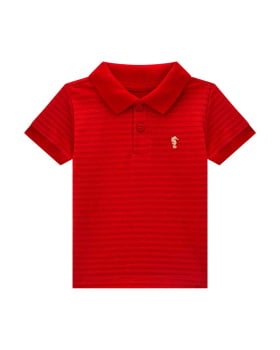 CONJUNTO INFANTIL ONDA MARINHA CAMISA POLO EM MALHA TRABALHADA E BERUDA EM SARJA - 1254034