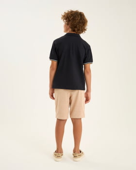 CONJUNTO INFANTIL ONDA MARINHA CAMISA POLO EM PIQUET CONFORT E BERMUDA EM MALHA TRABALHA - 1254107