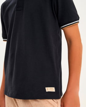 CONJUNTO INFANTIL ONDA MARINHA CAMISA POLO EM PIQUET CONFORT E BERMUDA EM MALHA TRABALHA - 1254107