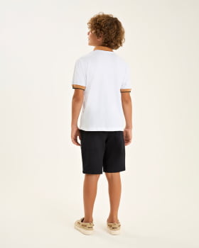 CONJUNTO INFANTIL ONDA MARINHA CAMISA POLO EM PIQUET CONFORT E EBERMUDA EM MOLETINHO - 1254108