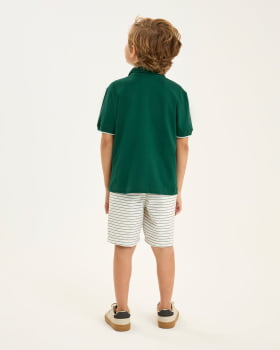 CONJUNTO INFANTIL ONDA MARINHA CAMISA POLO EM PIQUET E BERMUDA EM SARJA ECO LINHO - 1254063