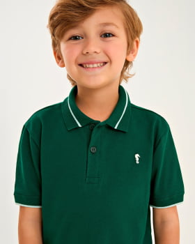 CONJUNTO INFANTIL ONDA MARINHA CAMISA POLO EM PIQUET E BERMUDA EM SARJA ECO LINHO - 1254063