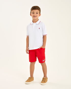 CONJUNTO INFANTIL ONDA MARINHA CAMISA POLO EM PIQUET  E BERMUDA EM SARJA - 1254115