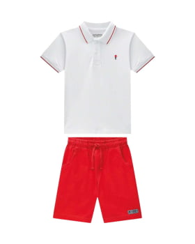 CONJUNTO INFANTIL ONDA MARINHA CAMISA POLO EM PIQUET E BERMUDA EM SARJA - 1254115