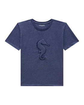 CONJUNTO INFANTIL ONDA MARINHA CAMISETA EM MALHA E BERMUDA EM MOLETINHO - 1243087