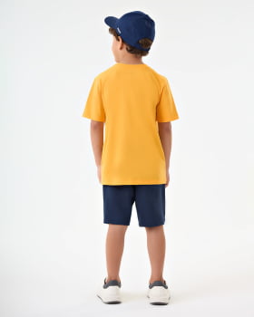 CONJUNTO INFANTIL ONDA MARINHA CAMISETA EM MEIA MALHA E BERMUDA EM MOLETINHO - 1244054