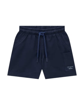 CONJUNTO INFANTIL ONDA MARINHA CAMISETA EM MEIA MALHA LISTRADA E BERMUDA EM SARJA - 1254019