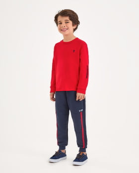 CONJUNTO INFANTIL ONDA MARINHA CAMISETA EM SUEDINE E CALÇA EM MOLETINHO - 1251051
