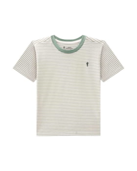 CONJUNTO INFANTIL ONDA MARINHA CAMISETA LISTRADA E BERMUDA EM MOLETOM - 1254055