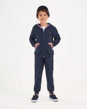 CONJUNTO INFANTIL ONDA MARINHA JAQUETA E CALÇA EM MOLETOM - 1251069