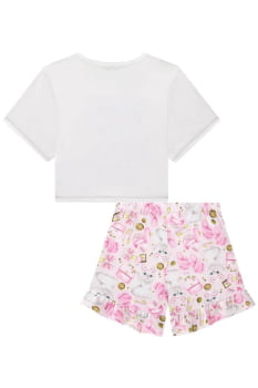 CONJUNTO DE PIJAMA INFANTIL KUKIÊ BLUSA BOXY OVER E SHORTS EM MALHA COMFY - 75067