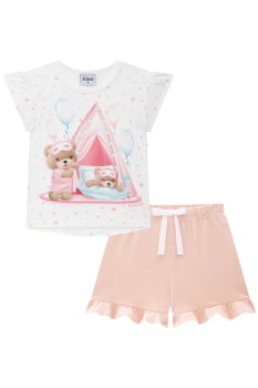 PIJAMA INFANTIL KUKIÊ BLUSA EM MALHA COMFY E SHORTS EM MALHA CONFORT - 75495