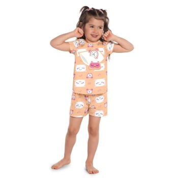 PIJAMA INFANTIL KYLY BLUSA E SHORT EM ALGODÃO BRILHA NO ESCURO E TEM PROTEÇÃO ANTIMOSQUITO - 1000442