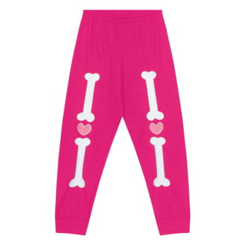 PIJAMA INFANTIL KYLY LONGO ESTAMPA ESQUELETO QUE BRILHA NO ESCURO - 1000450
