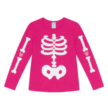 PIJAMA INFANTIL KYLY LONGO ESTAMPA ESQUELETO QUE BRILHA NO ESCURO - 1000450