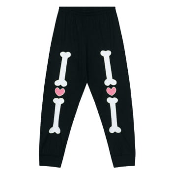 PIJAMA INFANTIL KYLY LONGO ESTAMPA ESQUELETO QUE BRILHA NO ESCURO - 1000450