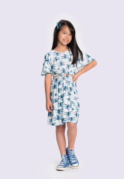 VESTIDO INFANTIL ALAKAZOO ESTAMPADO COM ABERTURA NA CINTURA - 39463