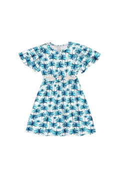 VESTIDO INFANTIL ALAKAZOO ESTAMPADO COM ABERTURA NA CINTURA - 39463