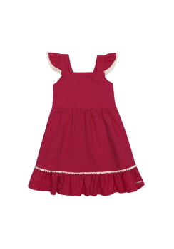 VESTIDO INFANTIL ALAKAZOO EVASÊ COM POMPONS EM MALHA TEXTURADA - 46590