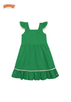 VESTIDO INFANTIL ALAKAZOO EVASÊ COM POMPONS EM MALHA TEXTURADA - 46590