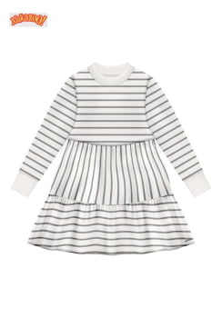 VESTIDO INFANTIL ALAKAZOO MANGA LONGA LISTRADO - 65347