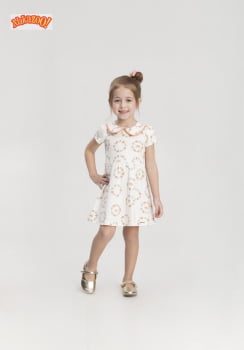 VESTIDO INFANTIL ALAKAZOO MALHA TEXTURIZADA COM ESTAMPA DE URSINHO - 65314