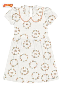 VESTIDO INFANTIL ALAKAZOO MALHA TEXTURIZADA COM ESTAMPA DE URSINHO - 65314