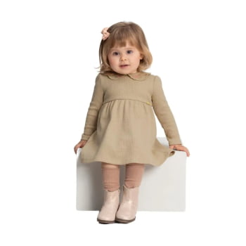 VESTIDO INFANTIL ALAKAZOO MANGA LONGA MALHA EM TEXTURA - 65279