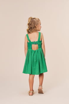 VESTIDO INFANTIL BAMBOLLINA EM TECIDO ALFAIATARIA VERDE - 1161130