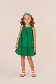 VESTIDO INFANTIL BAMBOLLINA EM TRICOLINE VERDE - 1164130