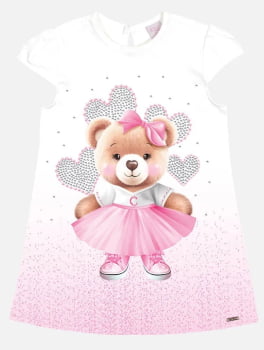 VESTIDO INFANTIL CINTI BABY ESTAMPA DE URSINHA ROSA - 10278